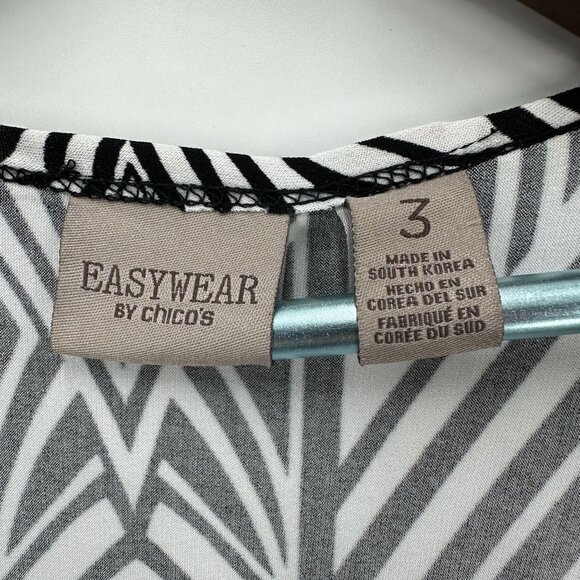 Easywear By Chicos Cardigan Womens Open Travelers Slinky Geometric Multicolor L - Picture 8 of 11